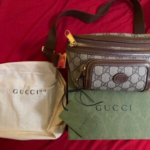 Gucci Beige and Brown Monogram Crossbody Bag